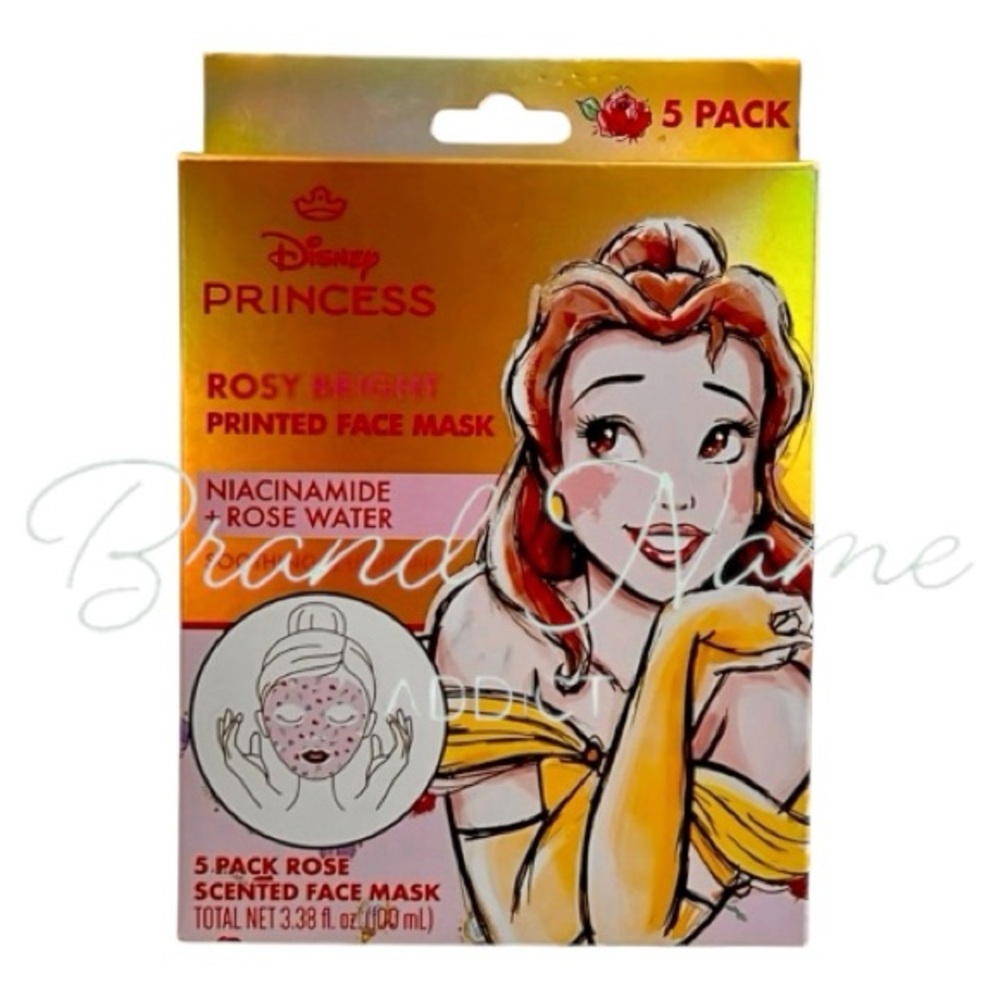 PRICE IS FIRM Disney Belle Princess Rosy Bright Printed Rose Water Face Mask Set - Picture 1 of 2